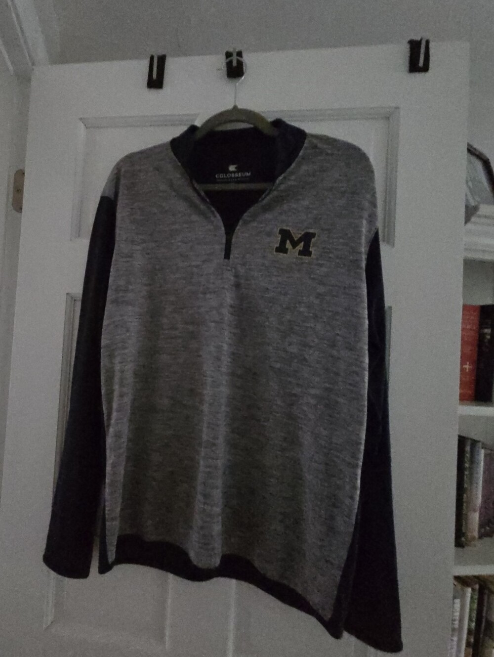 NWOT Michigan 1/4 Zip Pullover Heathered Gray/Navy Performance Men's Size M